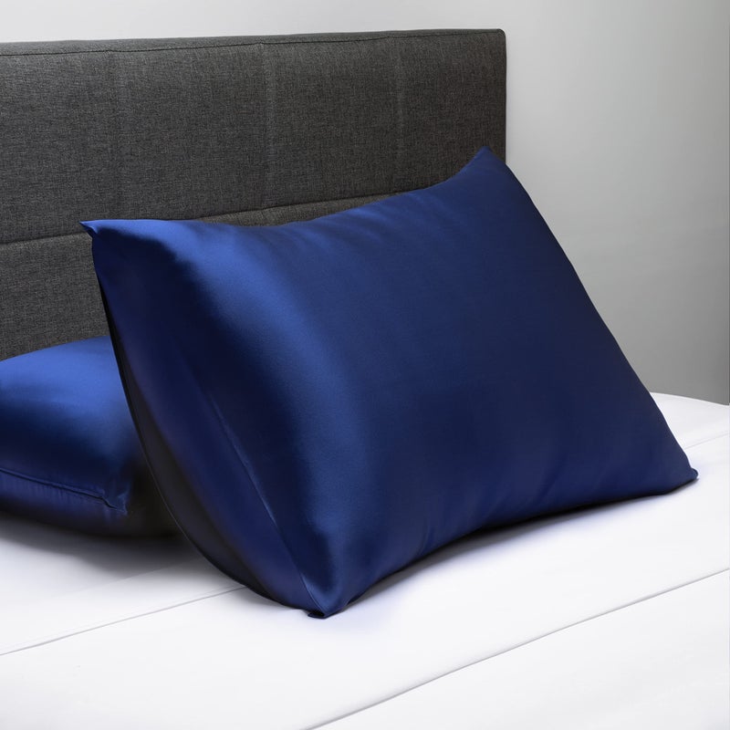 Fishers Finery 19mm 100% Pure Mulberry Silk Pillowcase, Quality Tested (Navy, Q) - Image 3